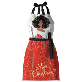 Merry Christmas by Nicholle Kobi: African American Kitchen Apron