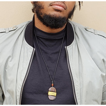 Wawuda: Authentic African Bone and Brass Pendant Necklace