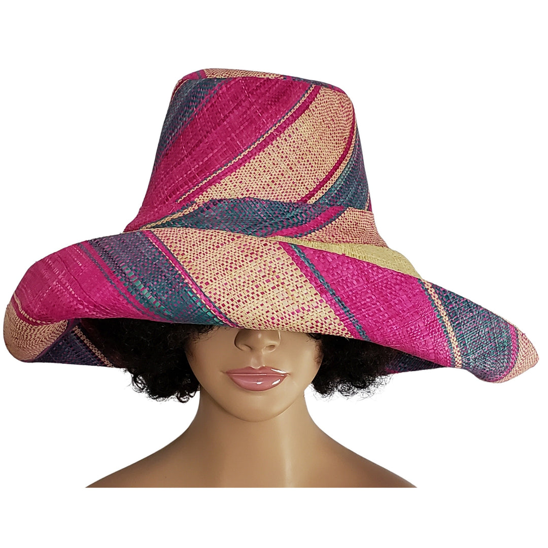 Extra, Extra, Extra Large Heads (24.5”) - 7” Straw Color Madagascar Raffia  Women's Hat