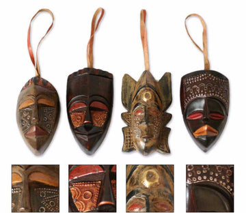 Authentic African Festive Mask Christmas Ornament Set (Ghana)