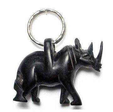 African Blackwood Rhinocerous Key Chain (Hand Made in Tanzania) by Stoneage Global Arts