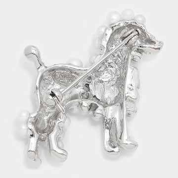 Sigma Gamma Rho Silver Toned Pearl Poodle Brooch II (Back)