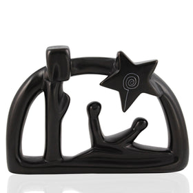 Hand Made Kenyan Soapstone Arched Nativity Piece (Black)