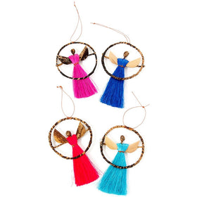 Halo Angels: African Sisal and Banana Fiber Christmas Ornament Set