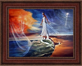 Step Out on Faith (Female)-Framed Art-WAK-16x20 inches-Dark Cherry Frame-The Black Art Depot