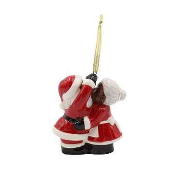 Under the Mistletoe: African American Mr. and Mrs. Santa Claus Ornament