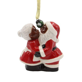 Under the Mistletoe: African American Mr. and Mrs. Santa Claus Ornament