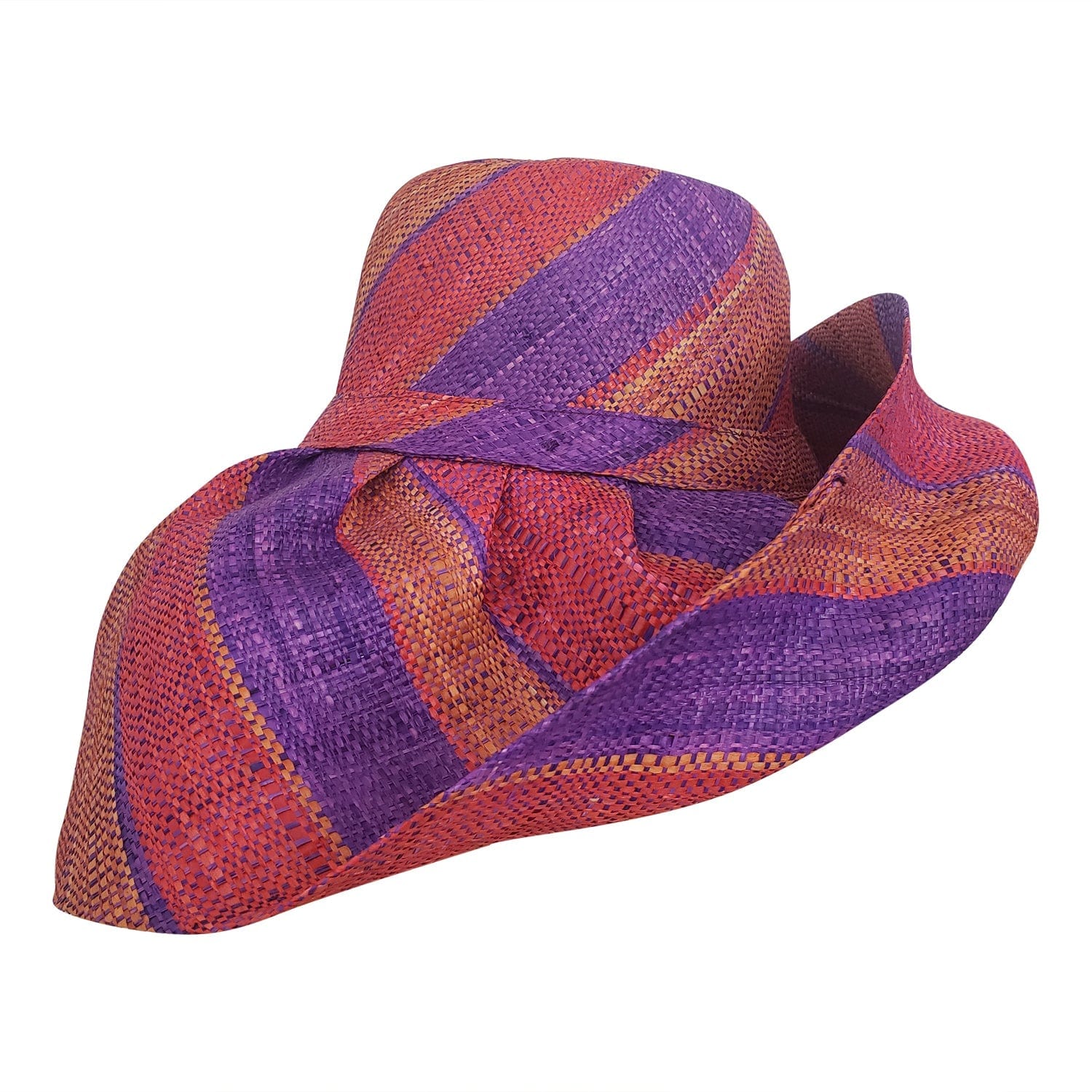 Valisoa: Hand Woven Multi-Color Madagascar Big Brim Raffia Sun Hat ...