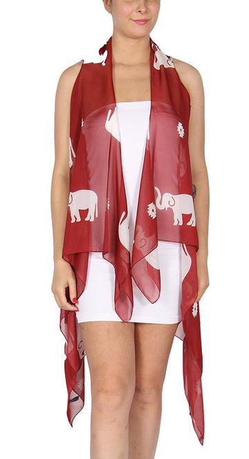 Delta Sigma Theta Inspired Elephant Chiffon Vest/Cover Up