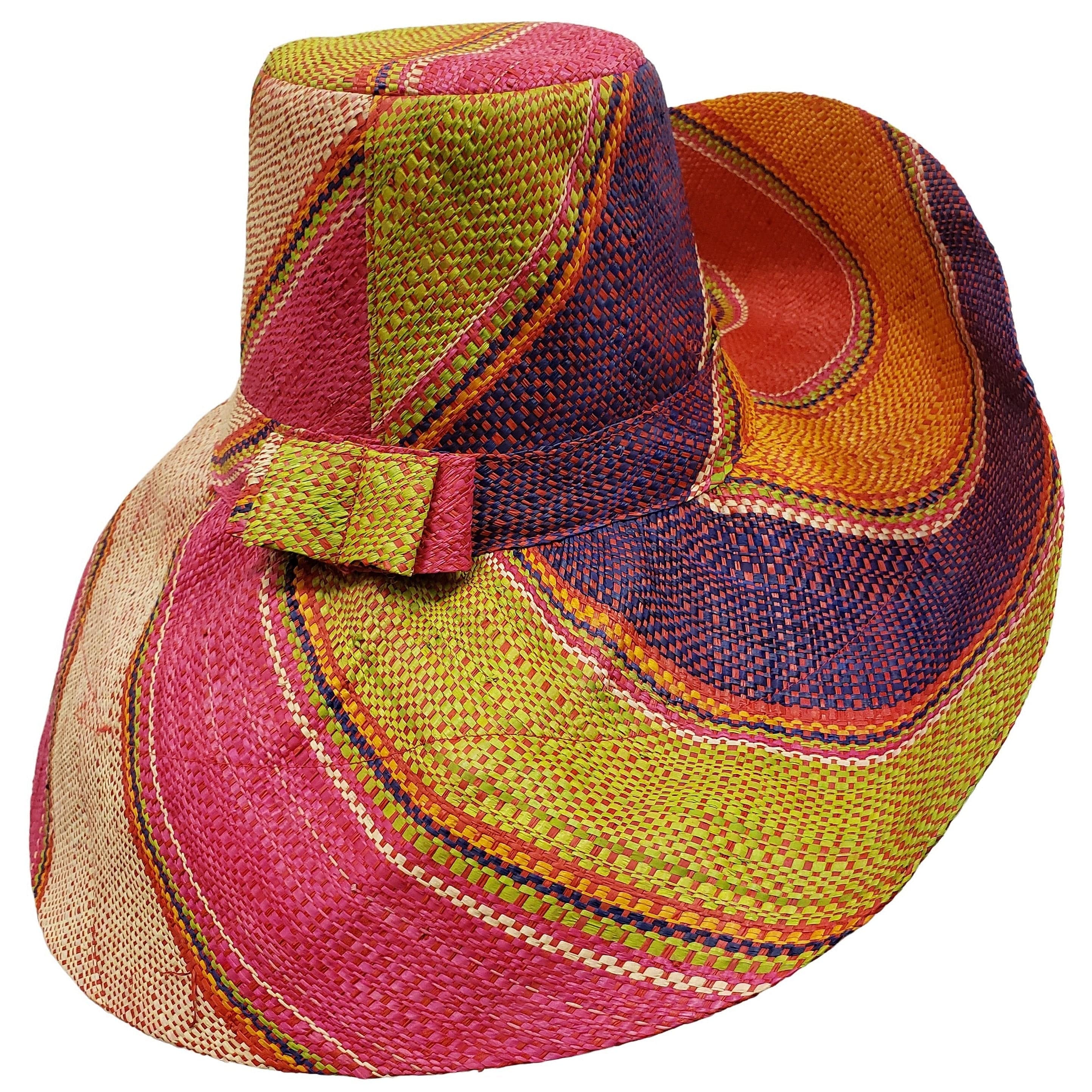 Wilma: Hand Woven Multi-Color Madagascar Big Brim Raffia Sun Hat – The ...