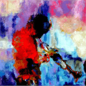 Miles Davis: Aura-Art-Andrew Nichols-24x24 inches-Unframed-The Black Art Depot