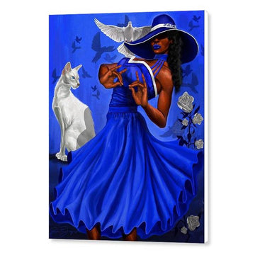 Zeta Phi Beta: Finer Woman-Art-Dion Pollard-36x28 inches-Unframed-Giclee on Canvas-The Black Art Depot